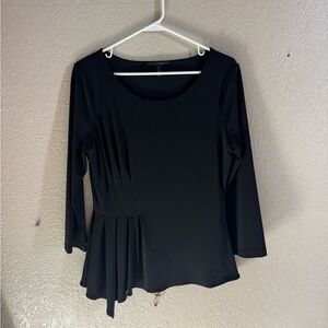 White House Black Market Black Pleated Long Sleeve Top